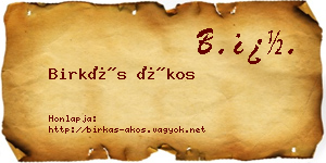Birkás Ákos névjegykártya